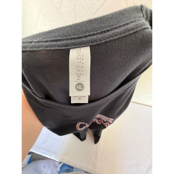 CHEER MOM size Medium Next Level Apparel bedazzled soft black with red diamond - Picture 3 of 6